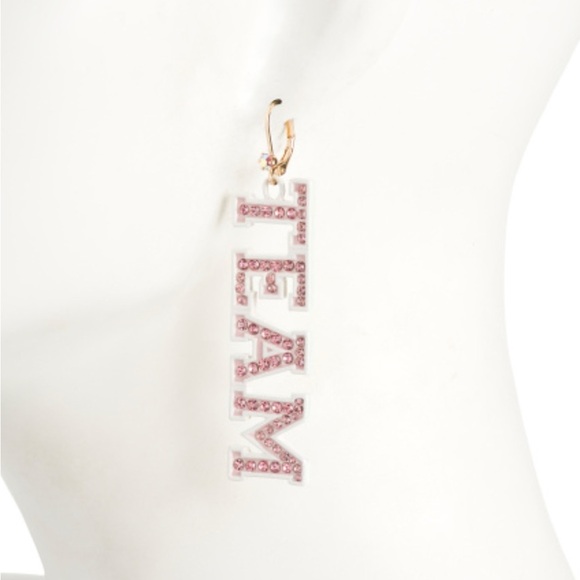 BETSEY JOHNSON Pink Crystal
Go Team Statement Earrings. Mismatched. NWTS. - Picture 7 of 7
